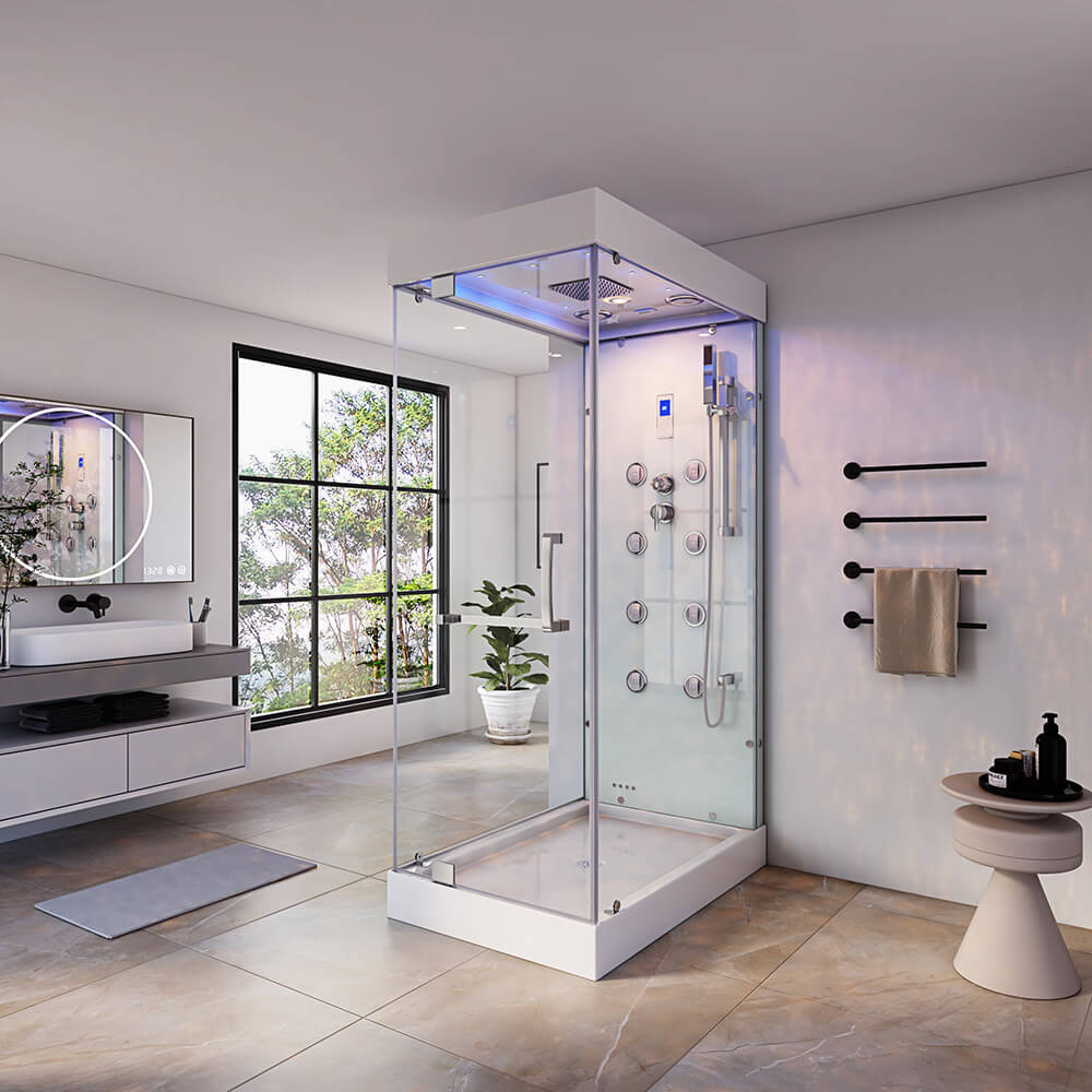 Dampfdusche mit Wasserfall und LED-Beleuchtung DESIGN M - 80 x 120 cm