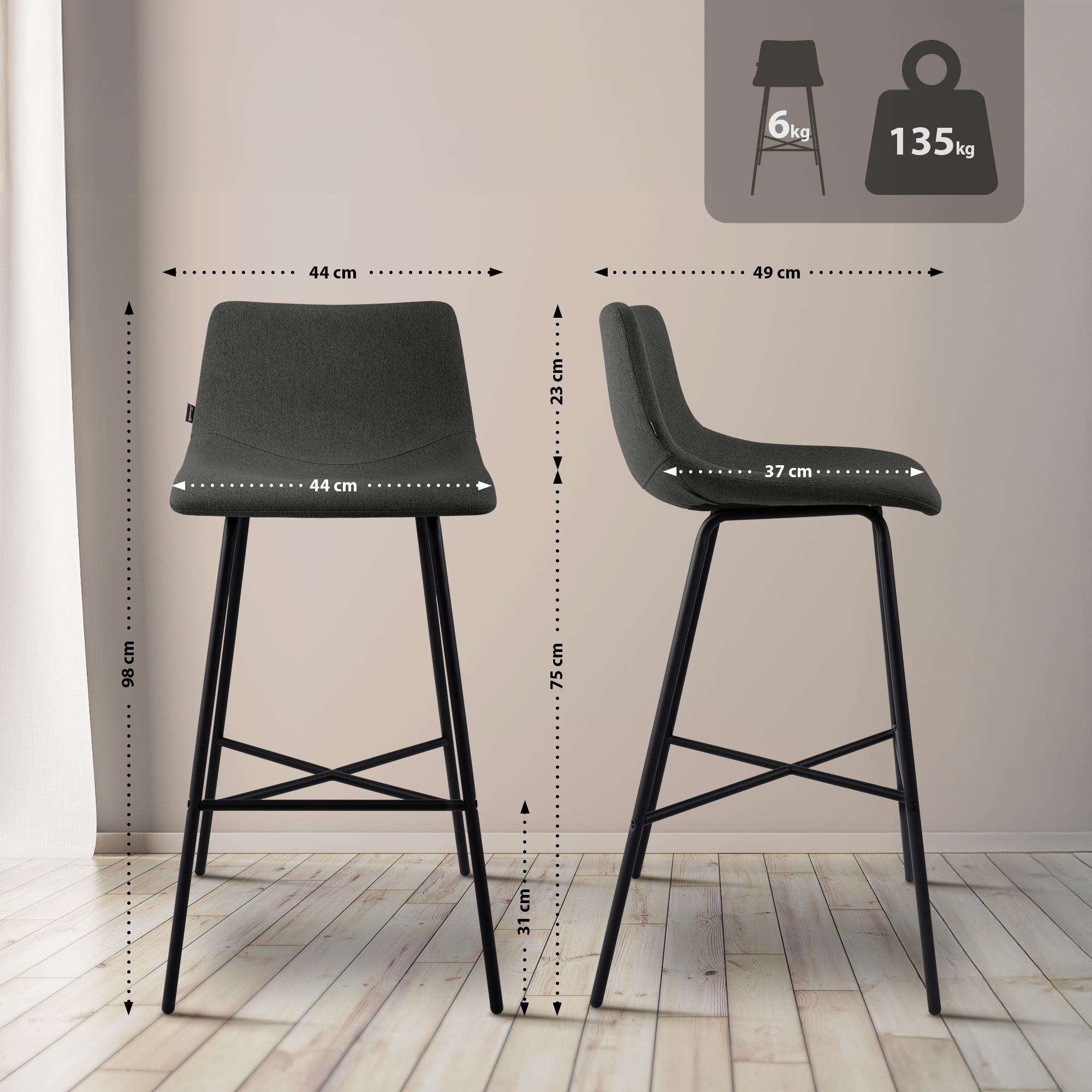 Barhocker Altona Stoff, dunkelgrau