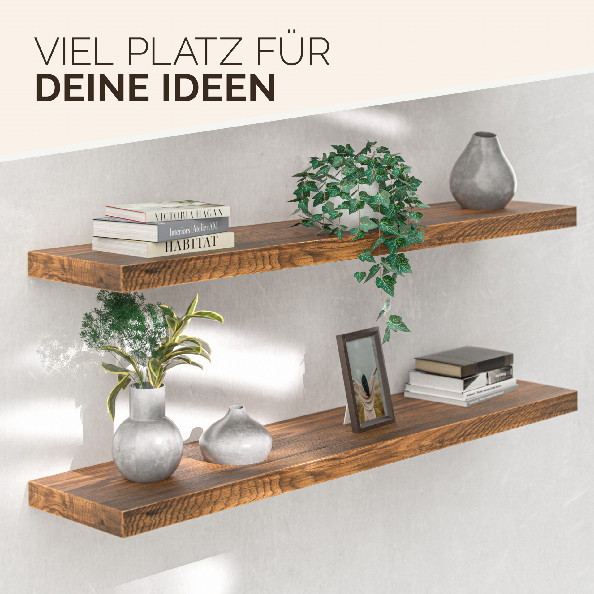 Wandregal Schweberegal 110cm Eiche dunkel + Halterung