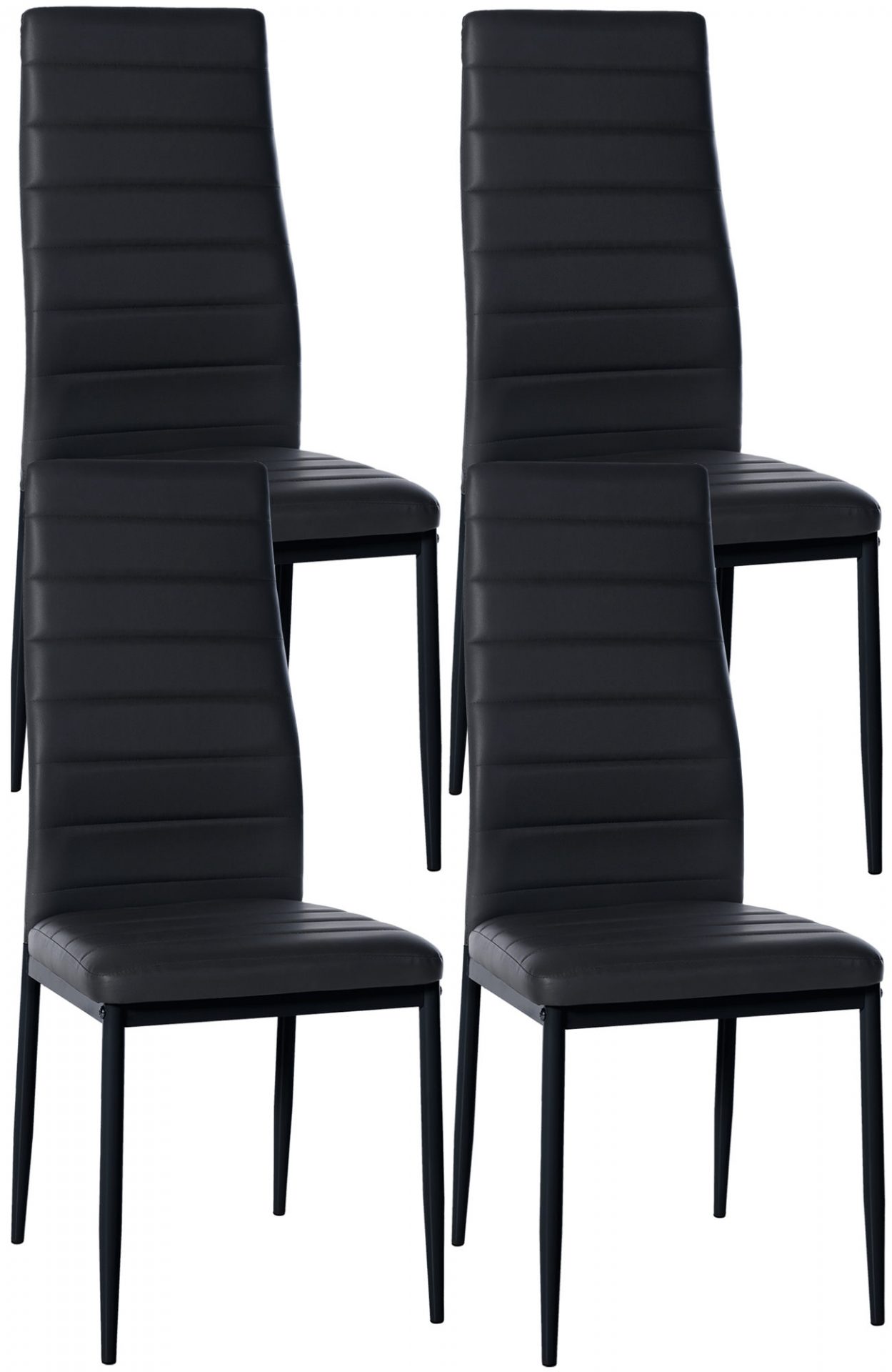 4er Set Esszimmerstühle Mayfair Kunstleder, schwarz