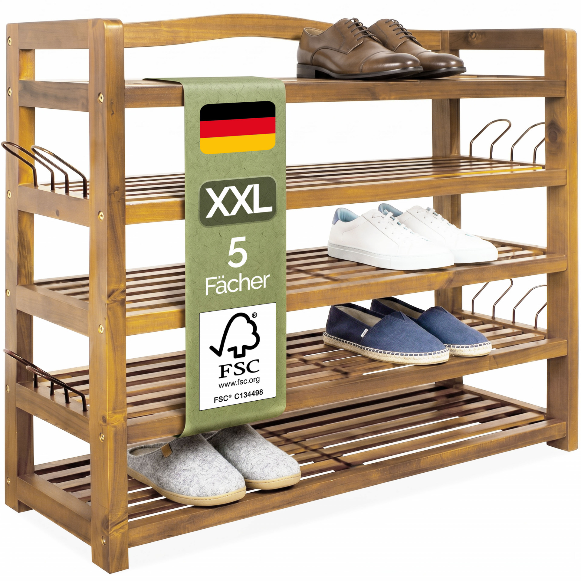 Schuhregal Akazienholz 95x26x82cm