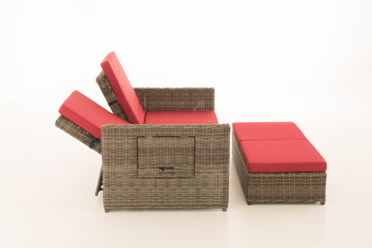 Sofa Ancona Rubinrot 5mm, grau-meliert