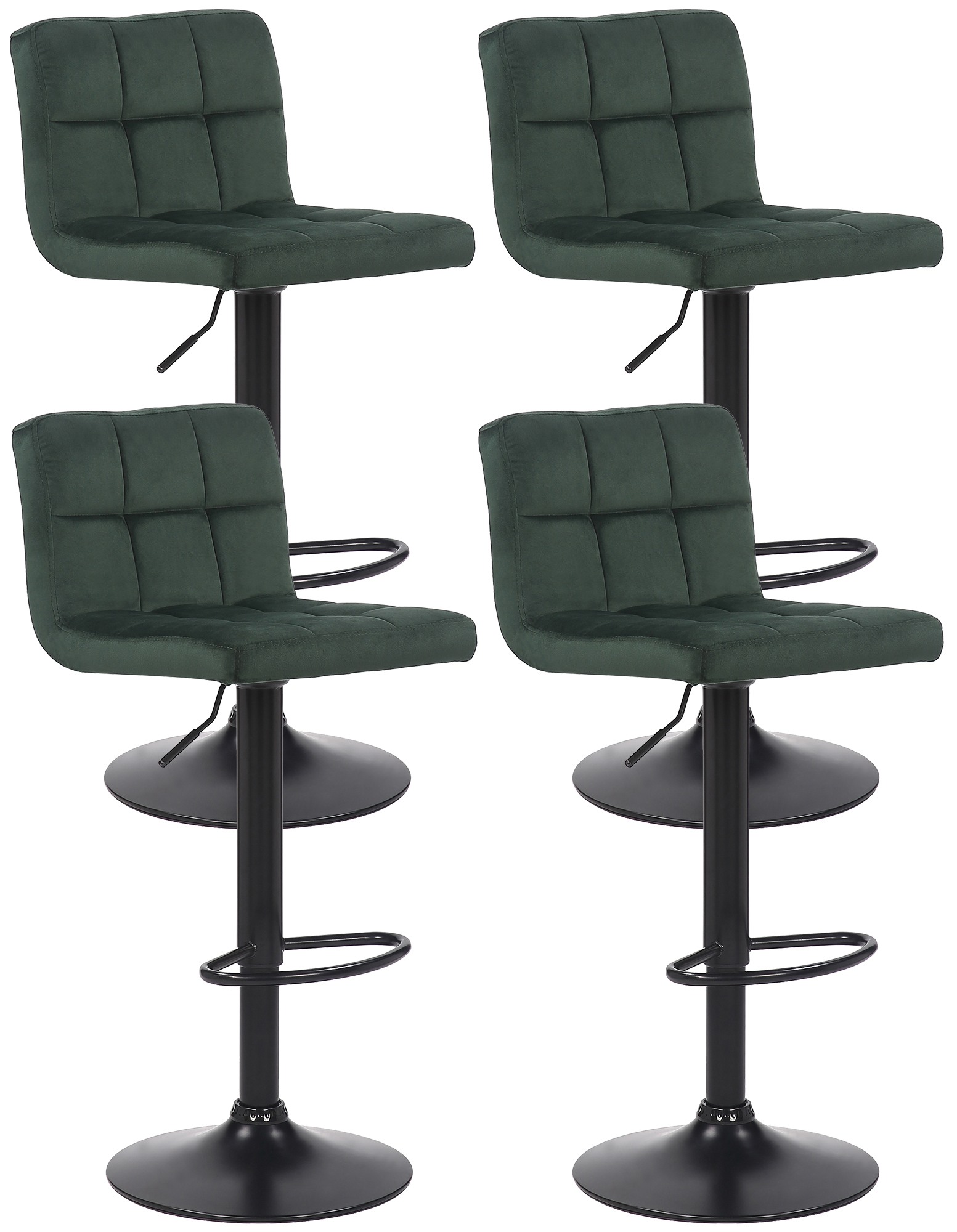 4er Set Barhocker Feni Samt, grün