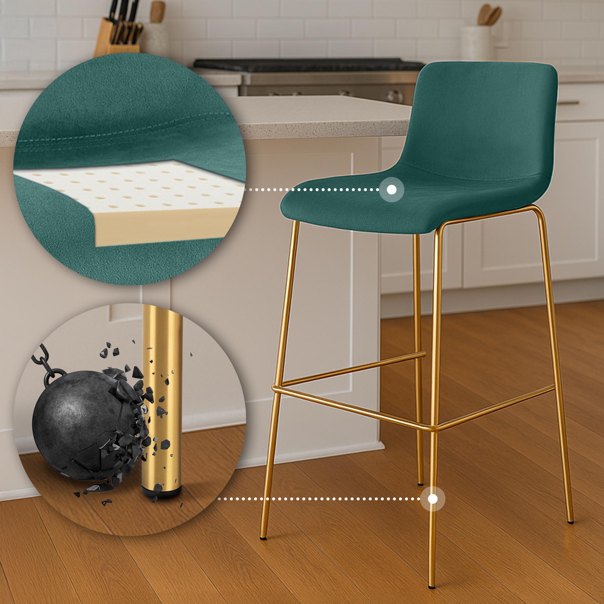 Barhocker Hoover Samt 4-Fuß Gold, grün