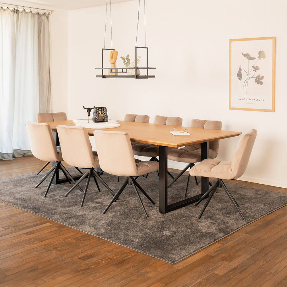 Esstisch Eckig AVENCIA inkl. U-Fuß - 240 x 120 cm Light Oak