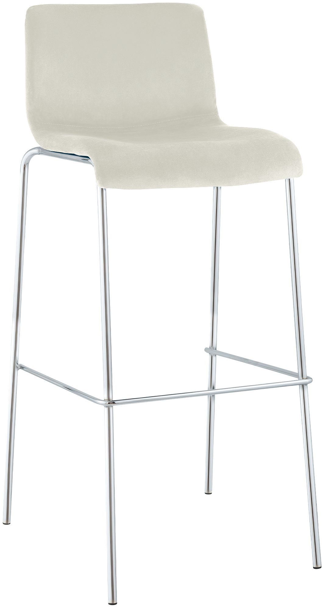 Barhocker Hoover Samt 4-Fuß Chrom, creme
