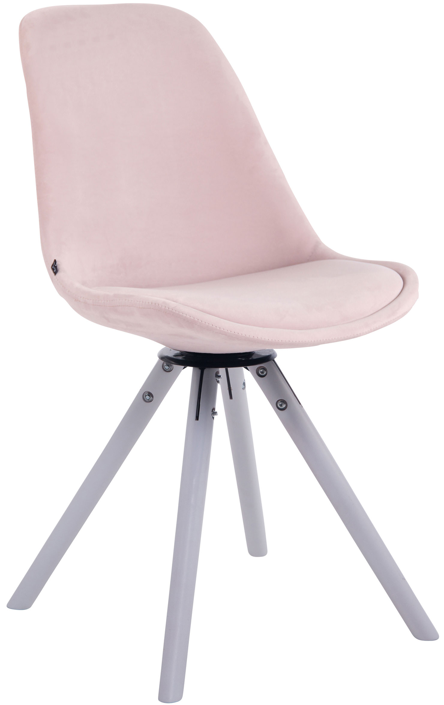 Esszimmerstuhl Troyes Samt Rund weiß, pink