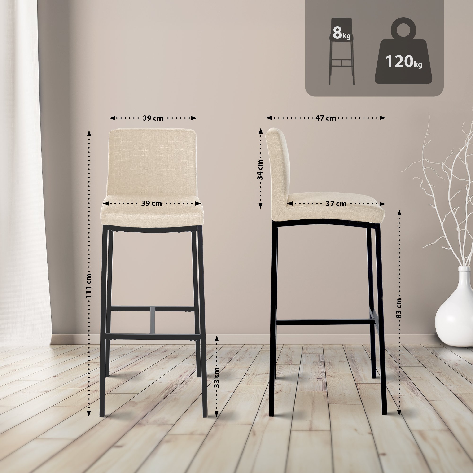 Barhocker Freeport Stoff B, creme