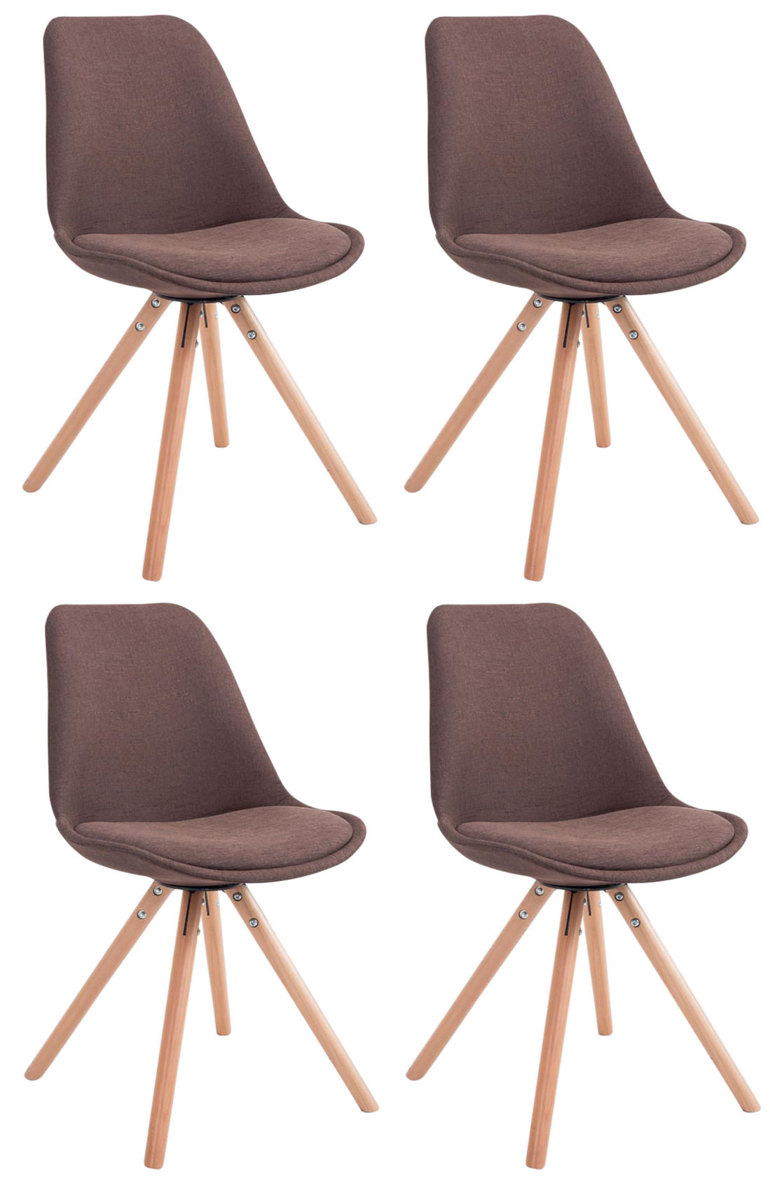 4er Set Stühle Toulouse Stoff Natura Rund, braun