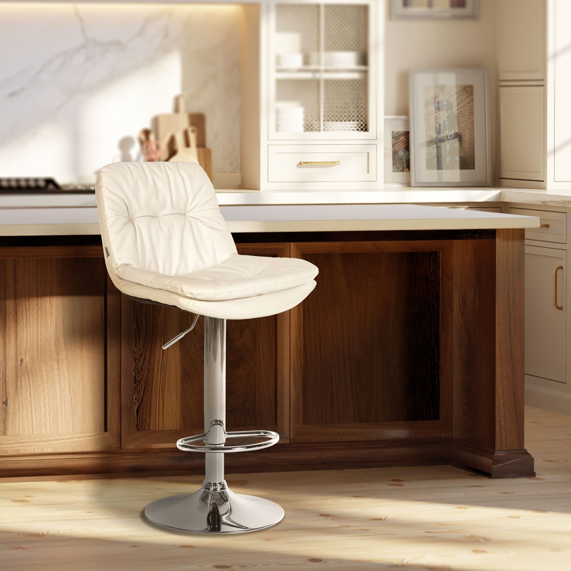 Barhocker Laurel Kunstleder chrom, weiß