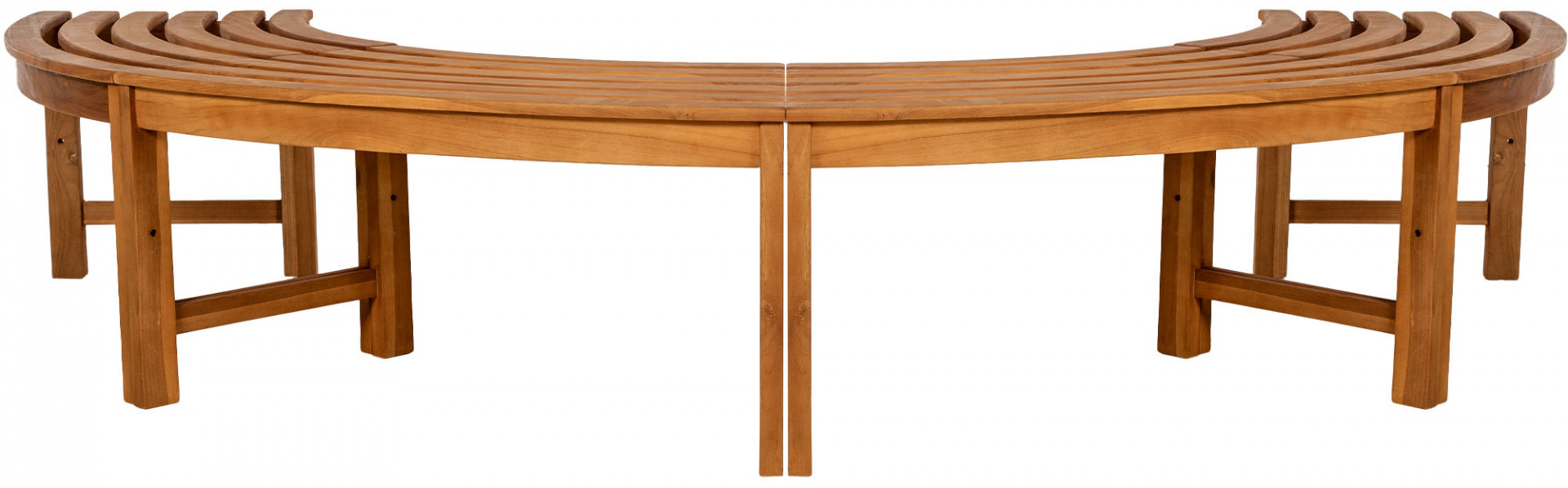 Baumbank Male 250 cm halbrund OHNE Rückenlehne, teak