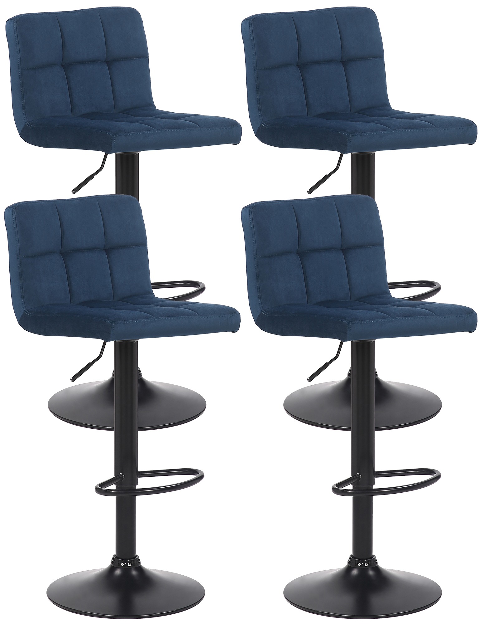 4er Set Barhocker Feni Samt, blau