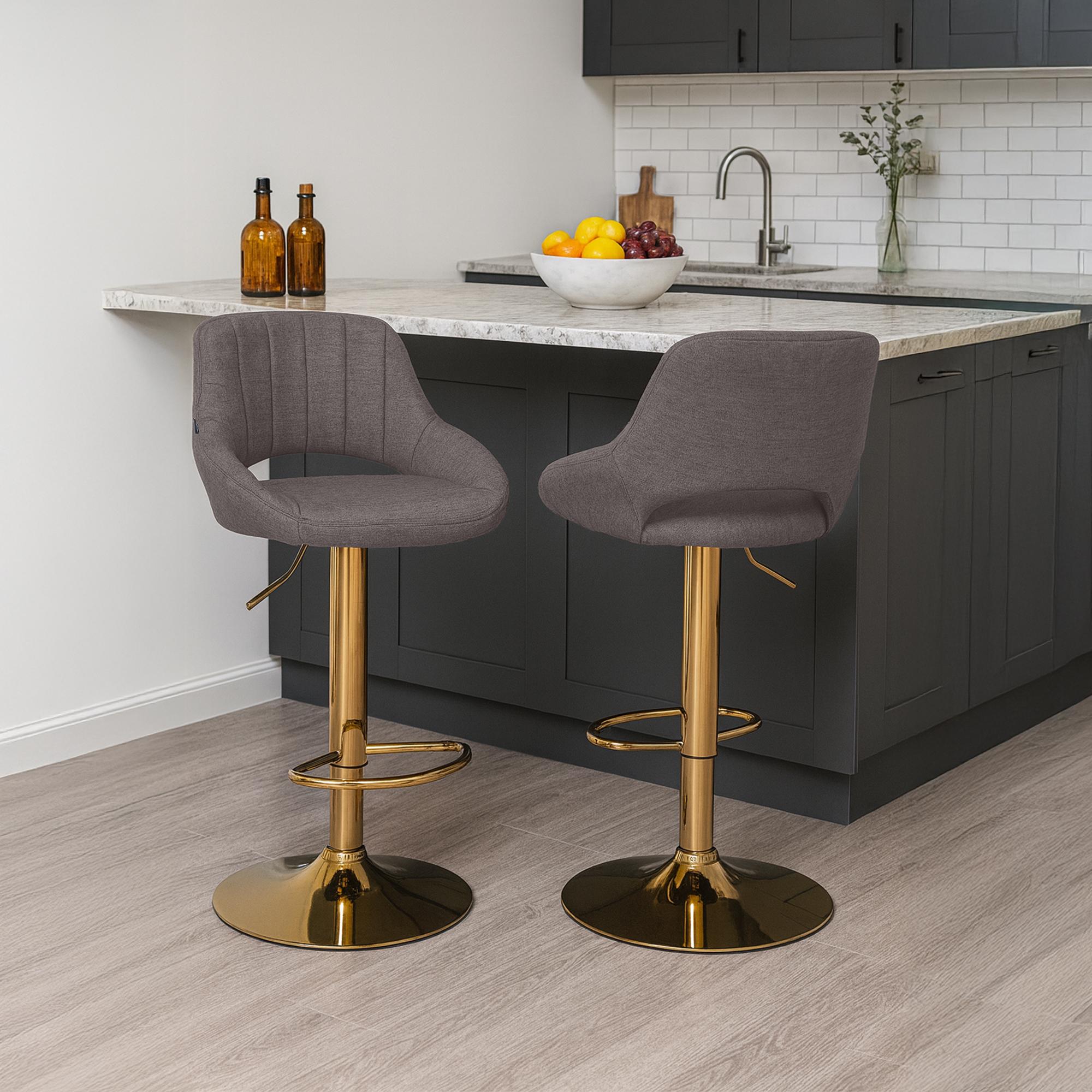2er Set Barhocker Milet Stoff G, dunkelgrau