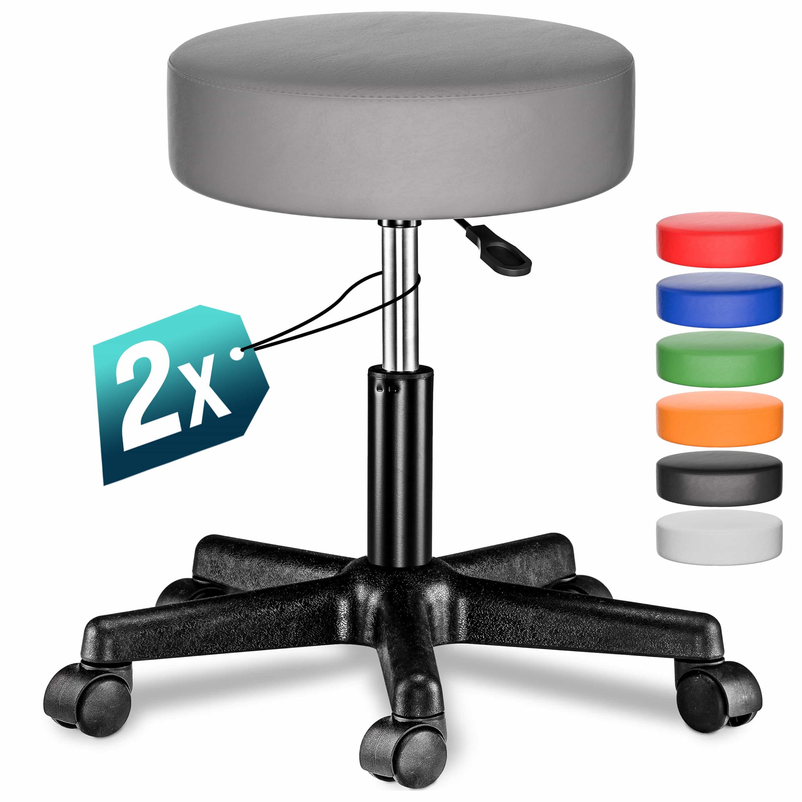 Rollhocker Kunstleder 2er-Set Grau 360° drehbar