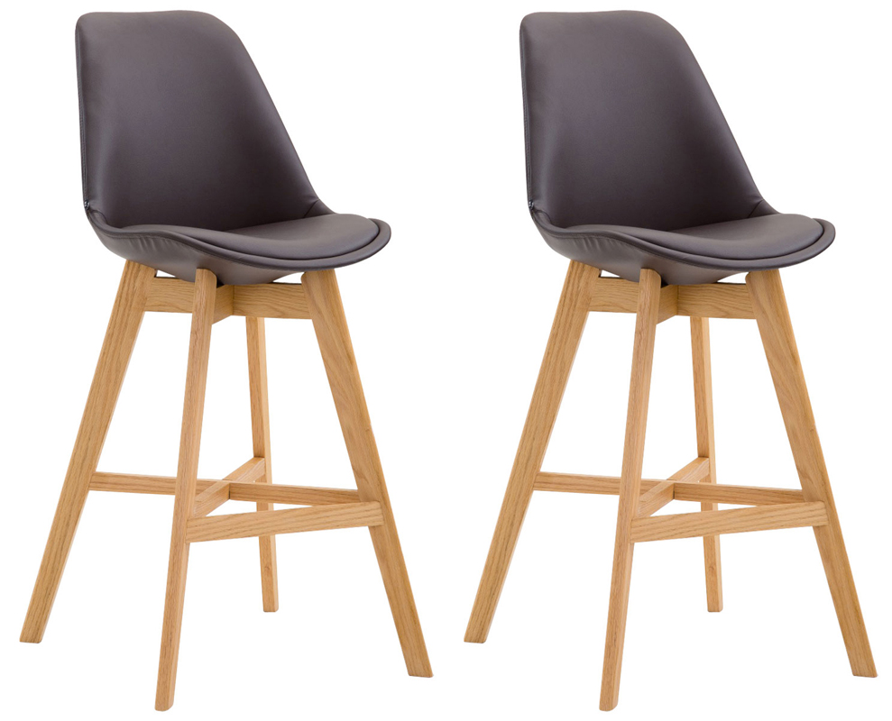 2er Set Barhocker Cannes Kunstleder natura, braun