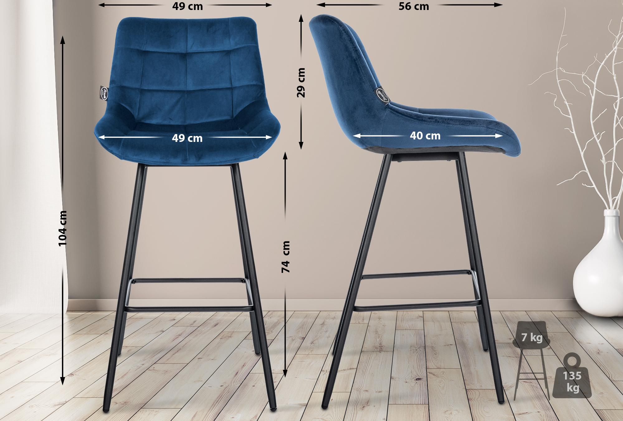 Barhocker Weston Samt, blau