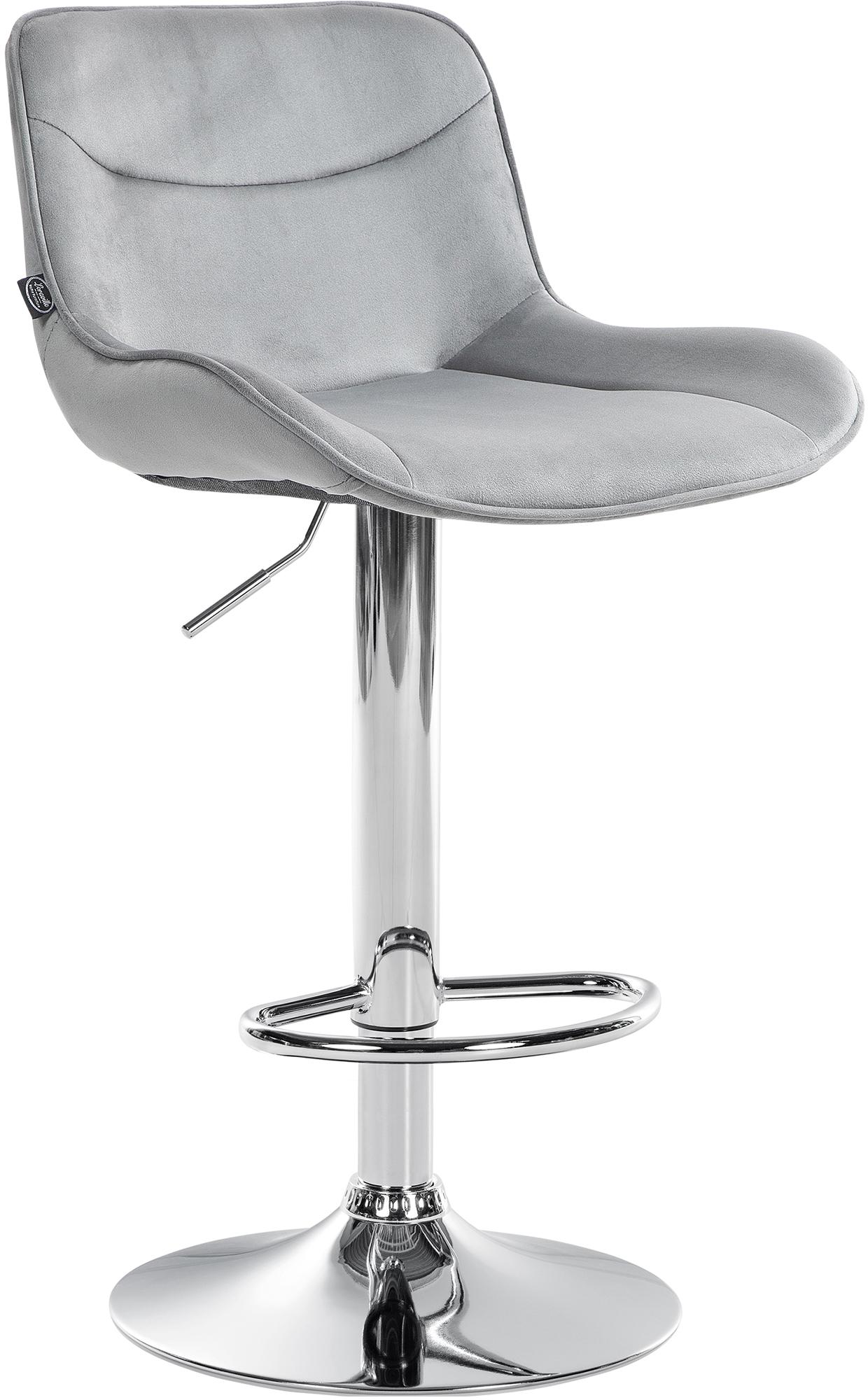 Barhocker Vonore Samt chrom, grau