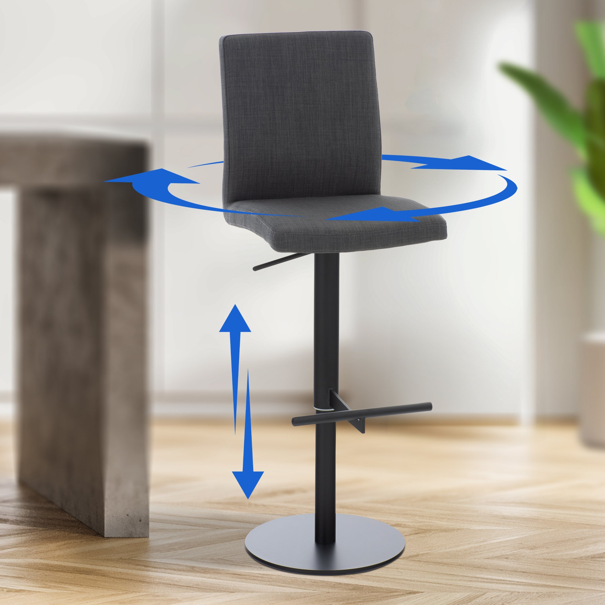 Barhocker Cadiz Stoff schwarz, dunkelgrau