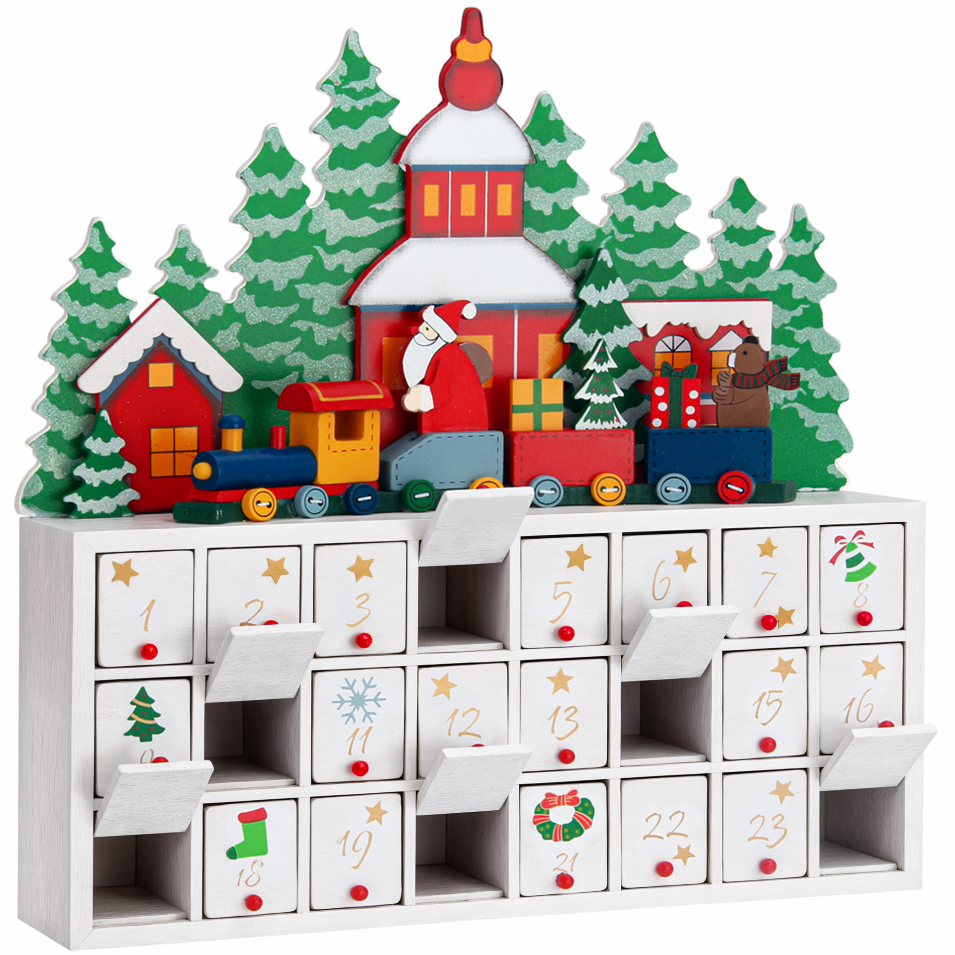 Adventskalender Winterlandschaft Holz