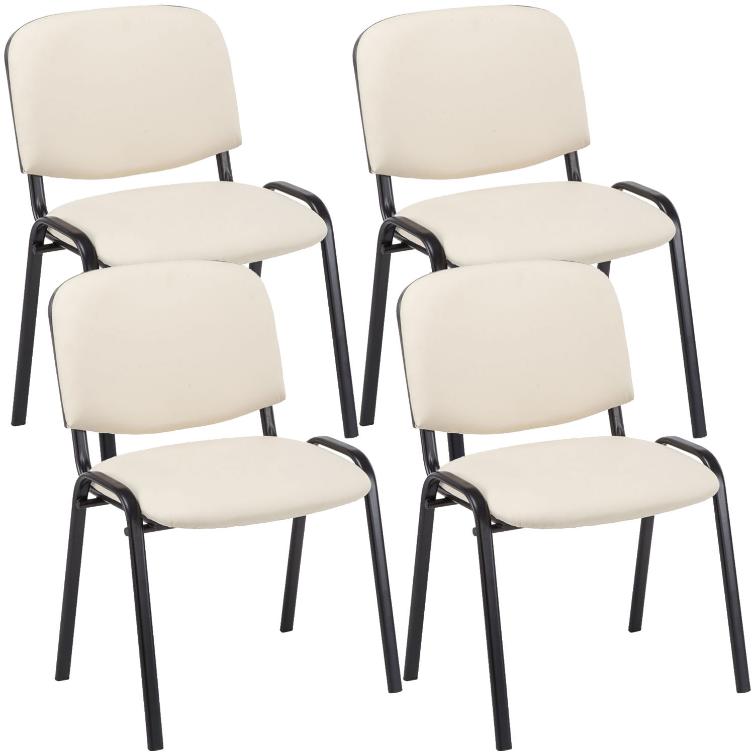 4er Set Besucherstuhl Ken Kunstleder, creme
