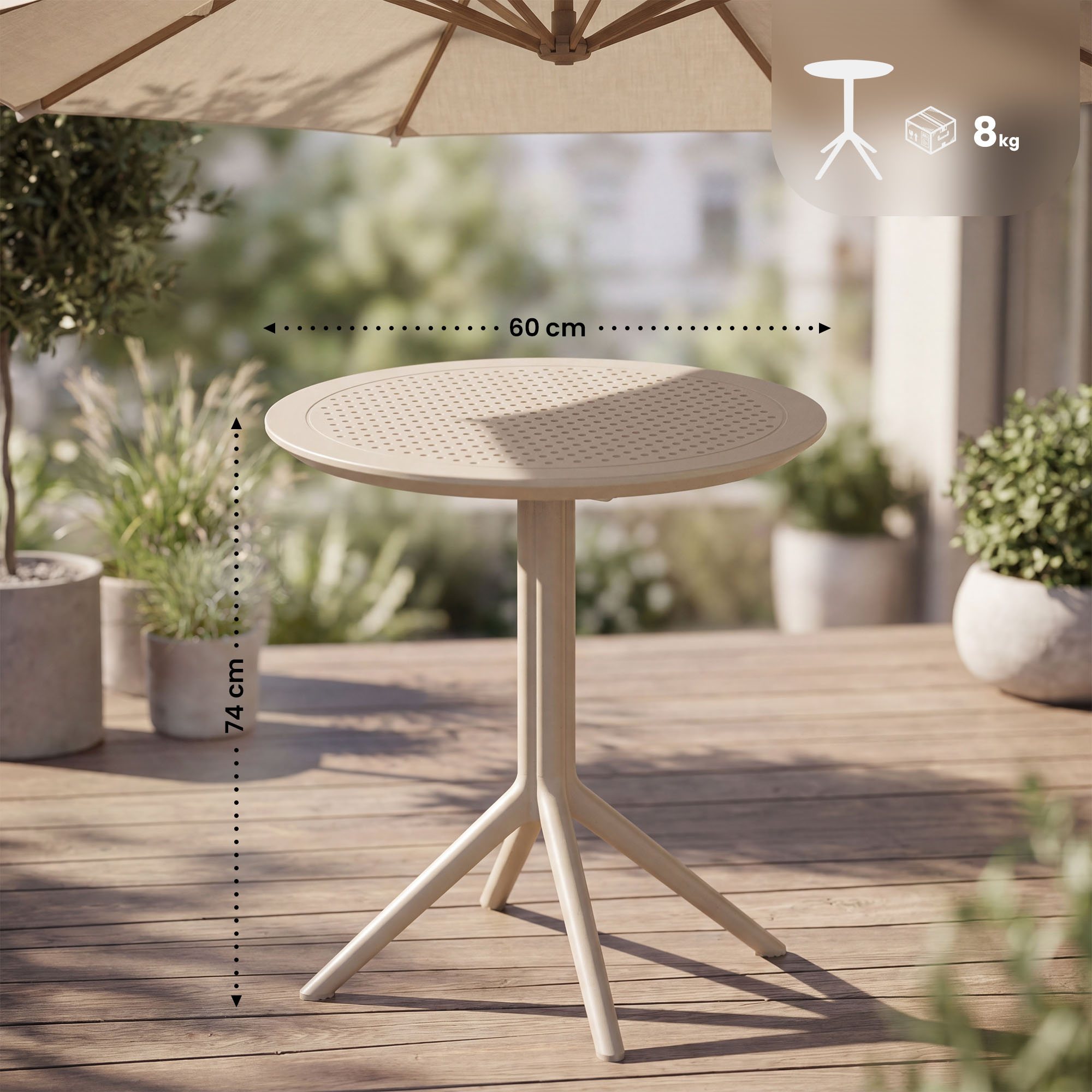 Klapptisch Sky rund, taupe