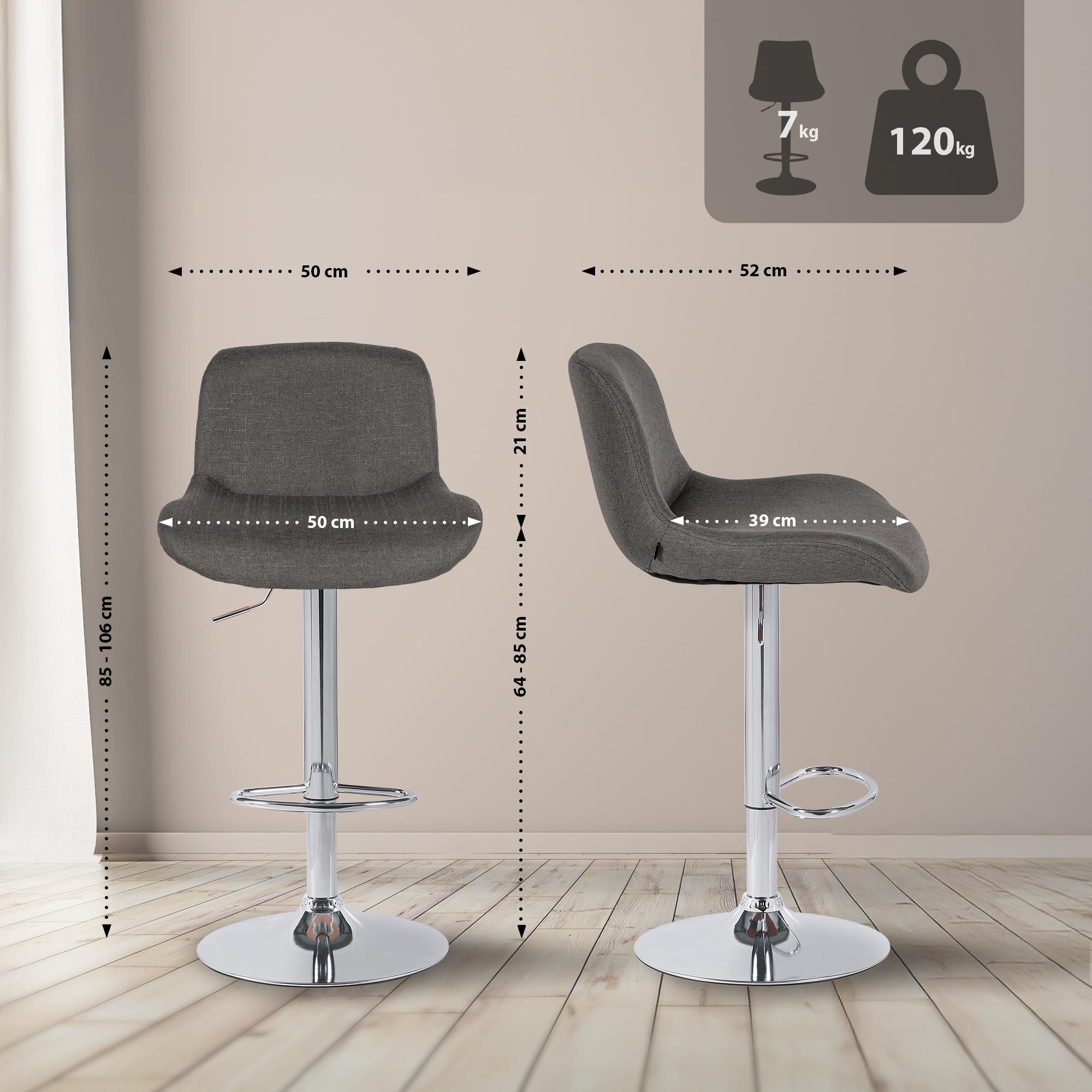 Barhocker Solon Chrom Stoff, dunkelgrau