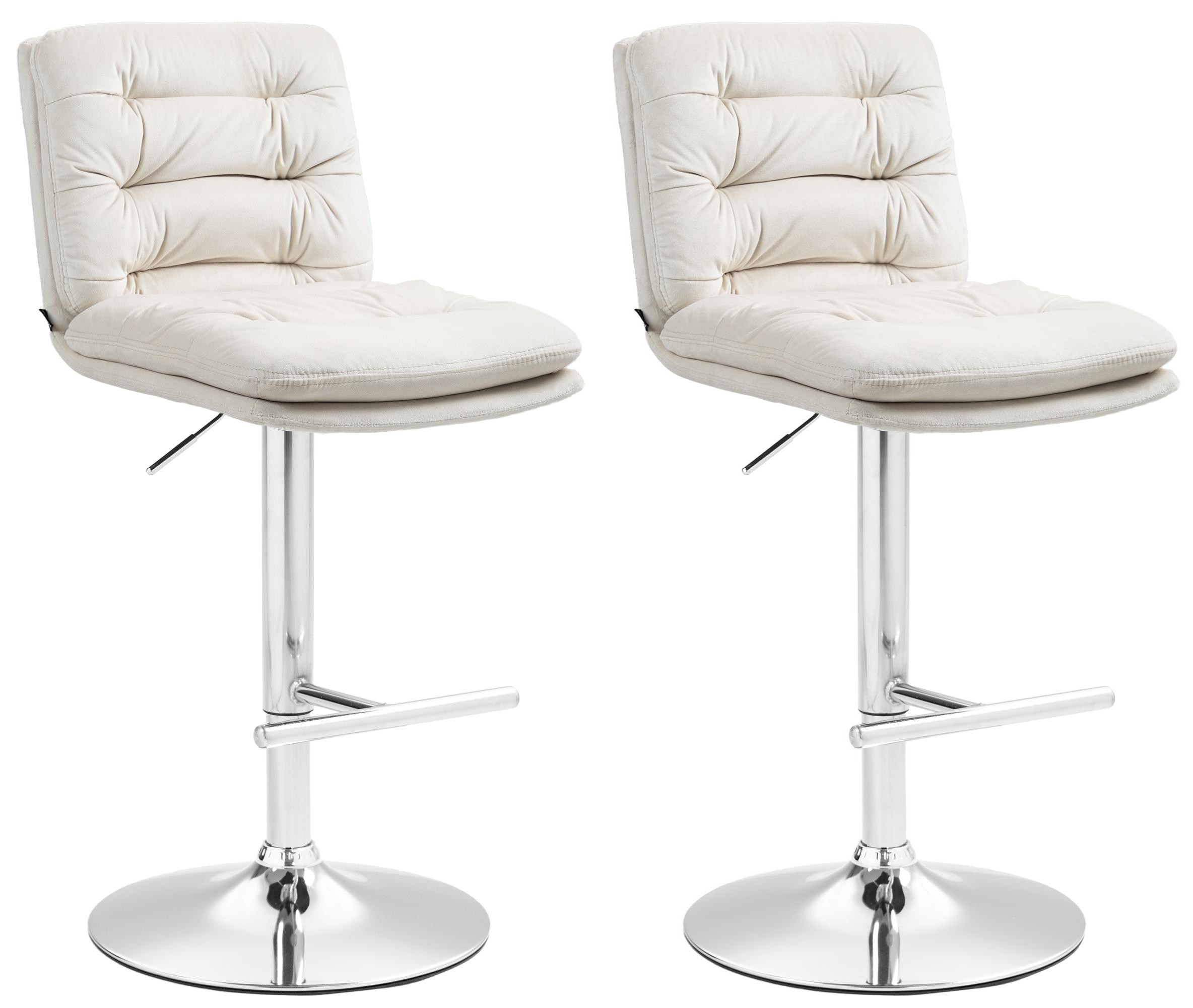 2er Set Barhocker Damar Samt chrom, creme