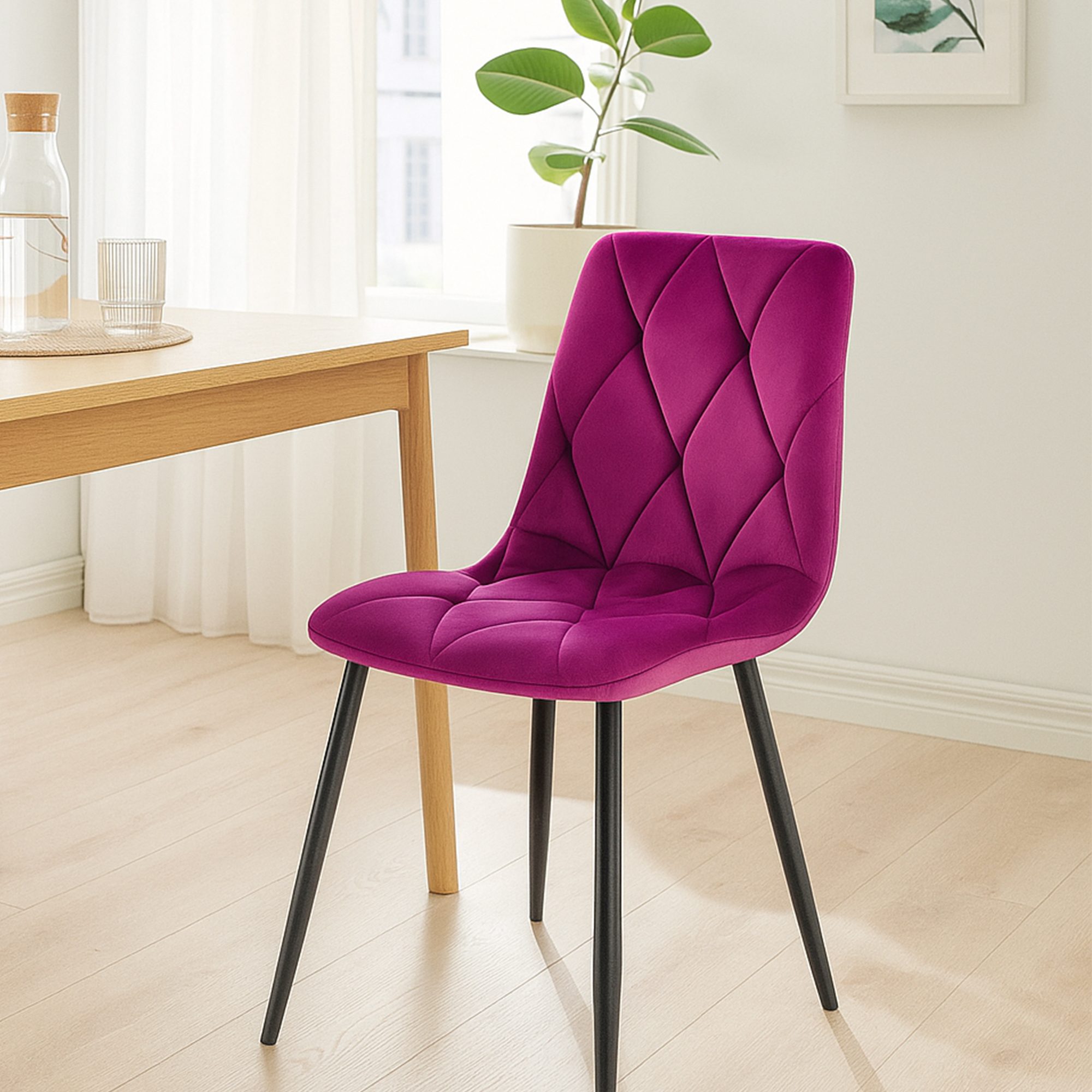 2er Set Esszimmerstuhl Clairton Samt, lila