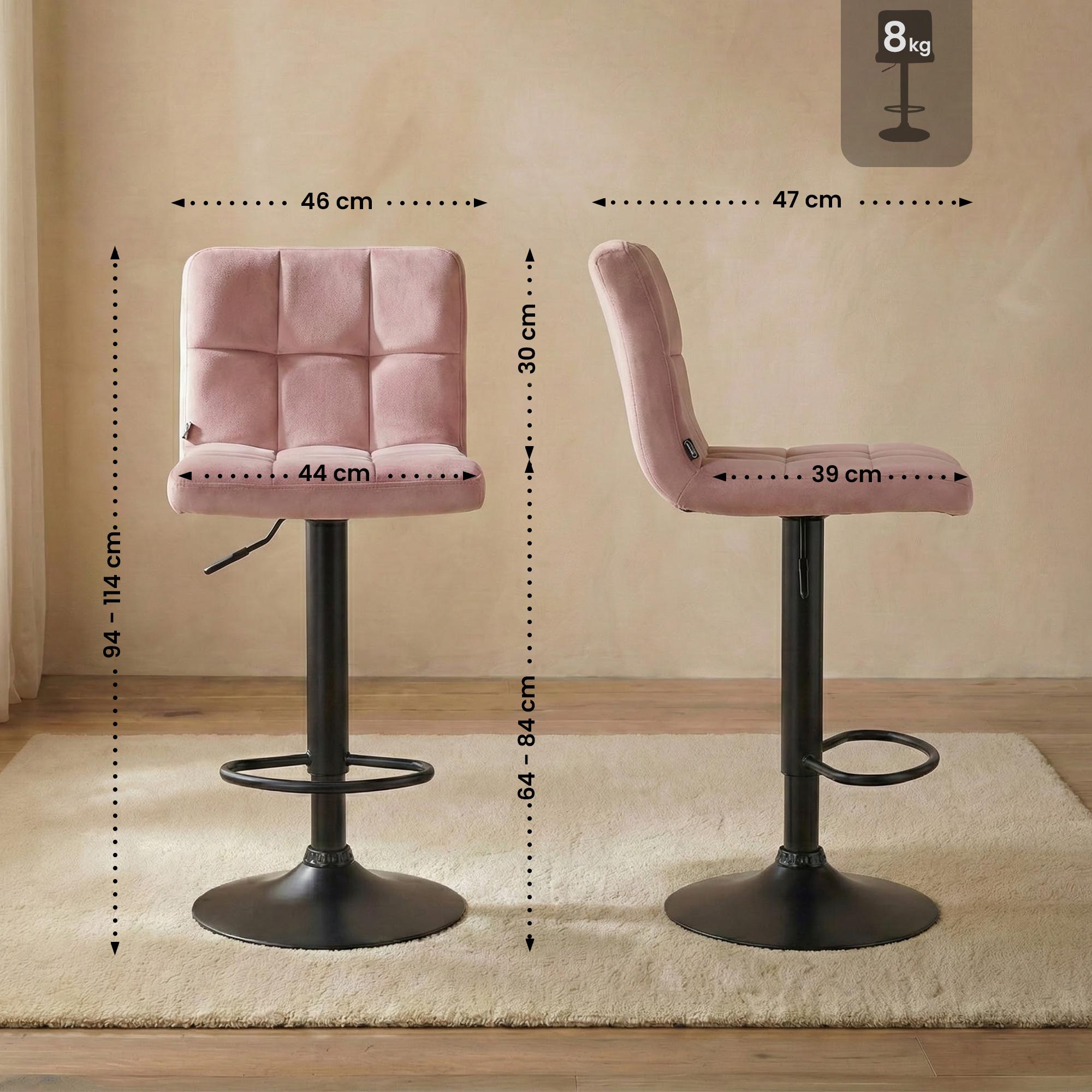 Barhocker Peru Samt schwarz, rosa