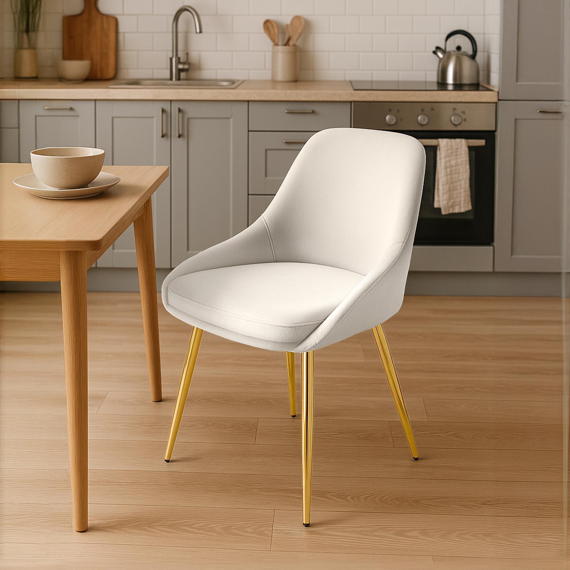 Esszimmerstuhl Elmira Samt gold, creme
