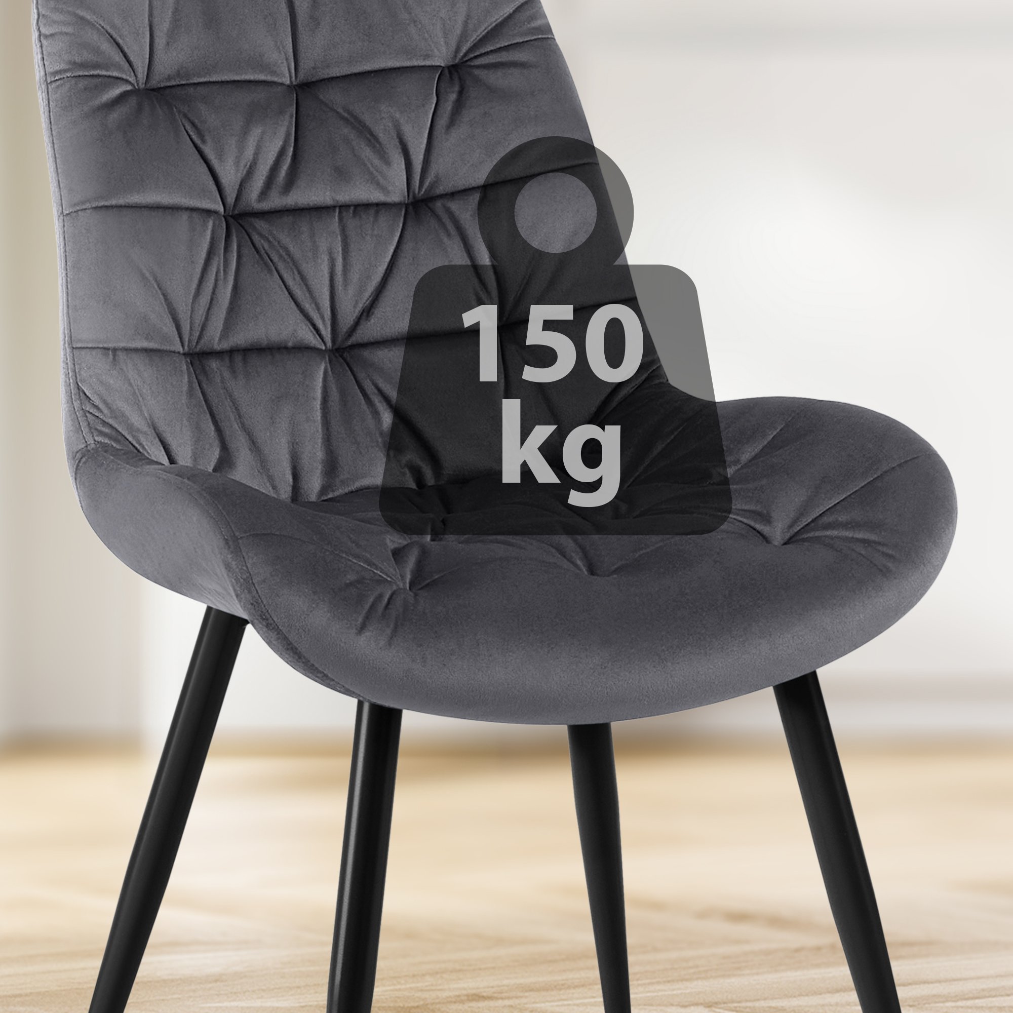 2er Set Esszimmerstuhl Rossford, dunkelgrau