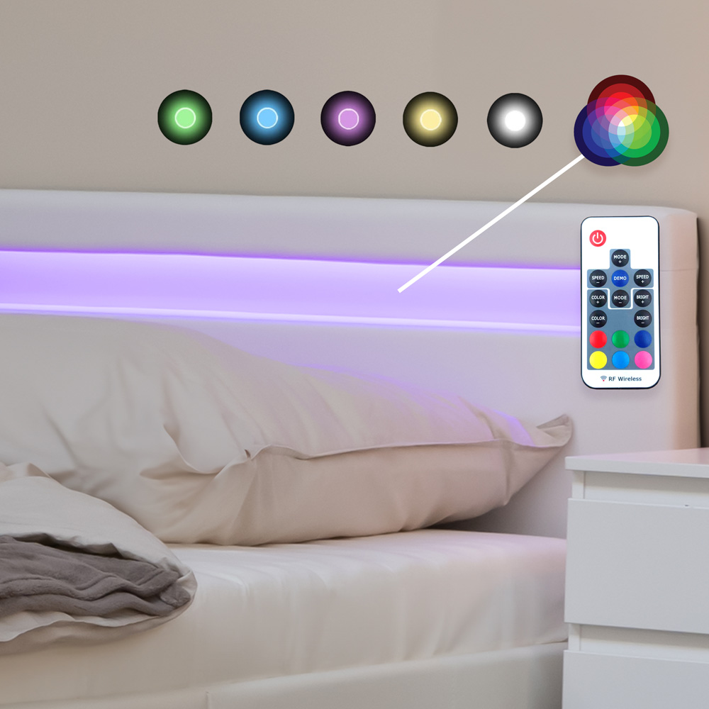 LED Bett ASTRO - 140 x 200 cm Weiß