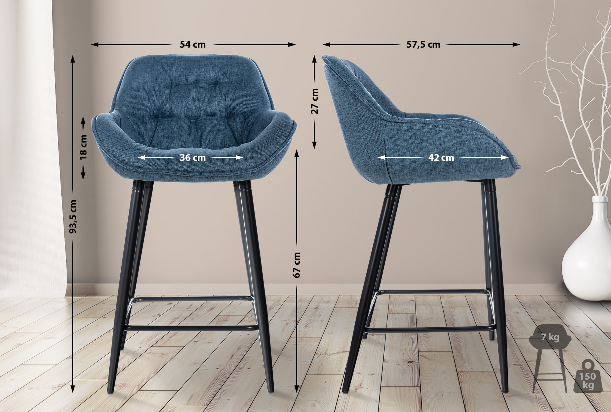 Barhocker Gibson Stoff, blau