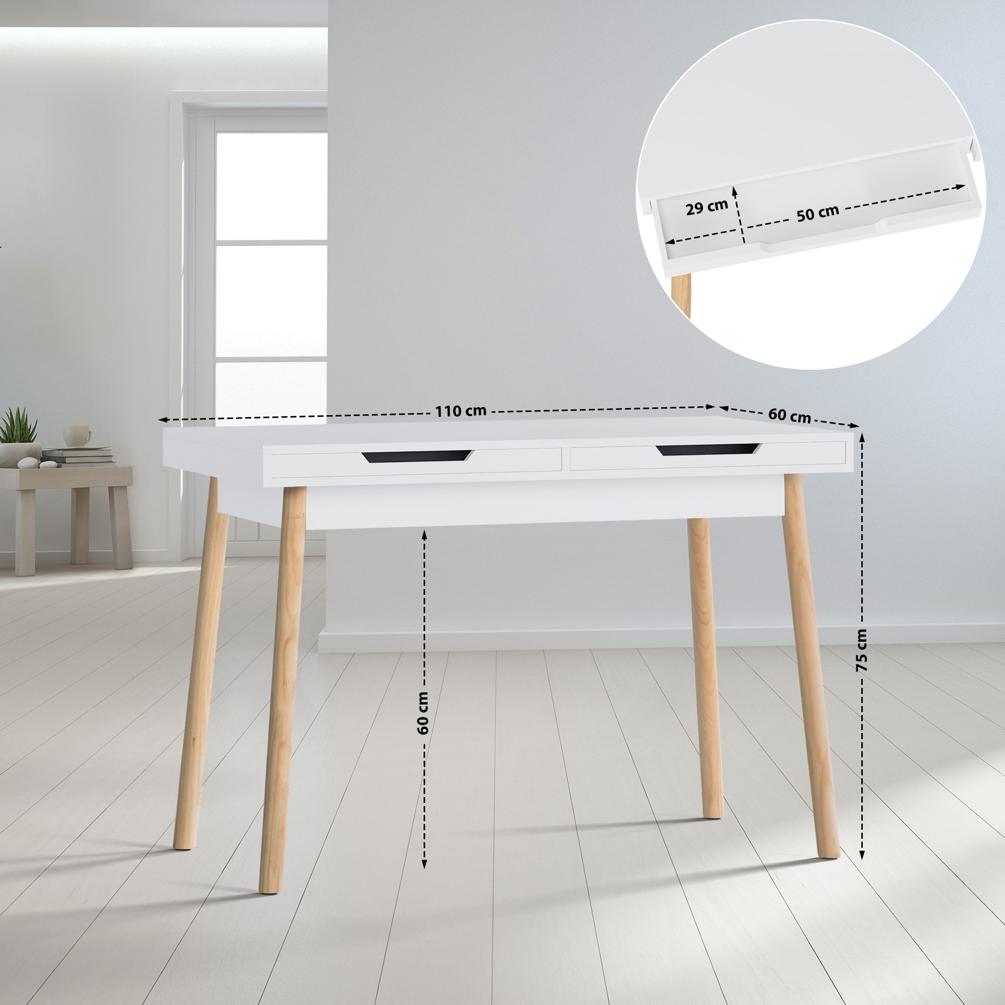 Schreibtisch Porto 110 cm V2, weiß