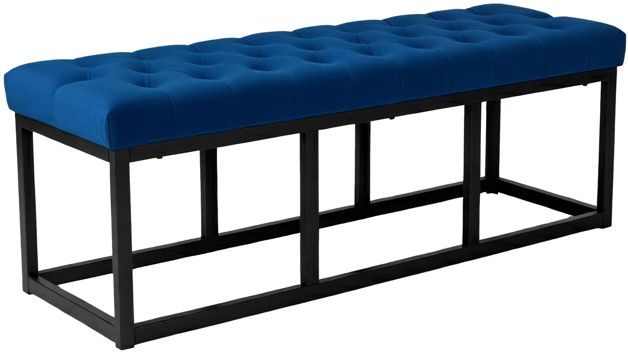Sitzbank Polson Samt Schwarz 120 cm, blau