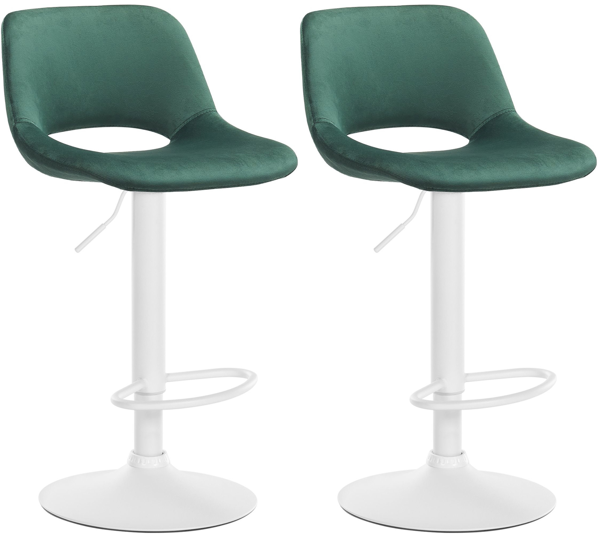 2er Set Barhocker Camden Samt weiß, grün
