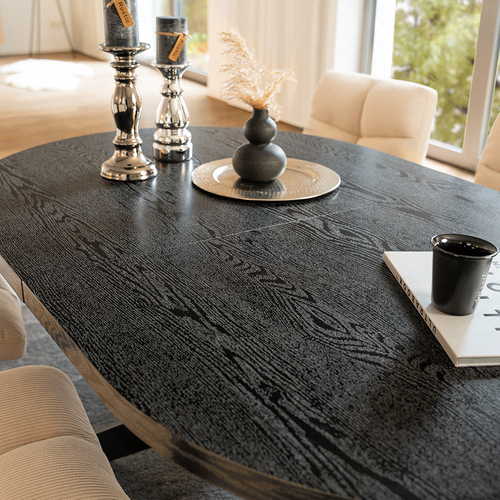 Esstisch Rund Ausziehbar AVENTURA inkl. Sternfuß - 120-160 x 120 cm Dark Oak
