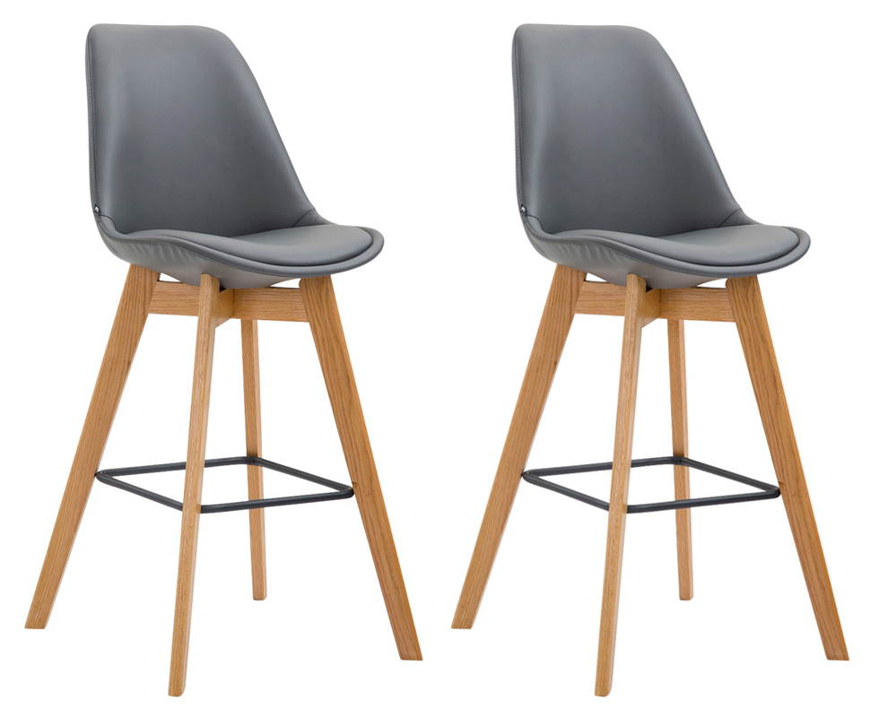 2er Set Barhocker Metz Kunstleder natura, grau