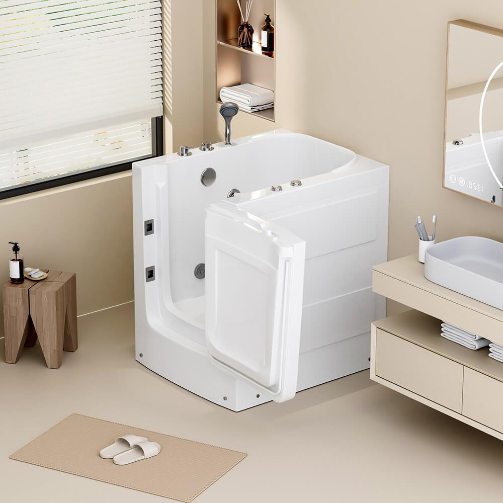 Seniorenbadewanne sitzend mit Whirlpoolfunktion VITAL L - 85 x 95 cm Rechts
