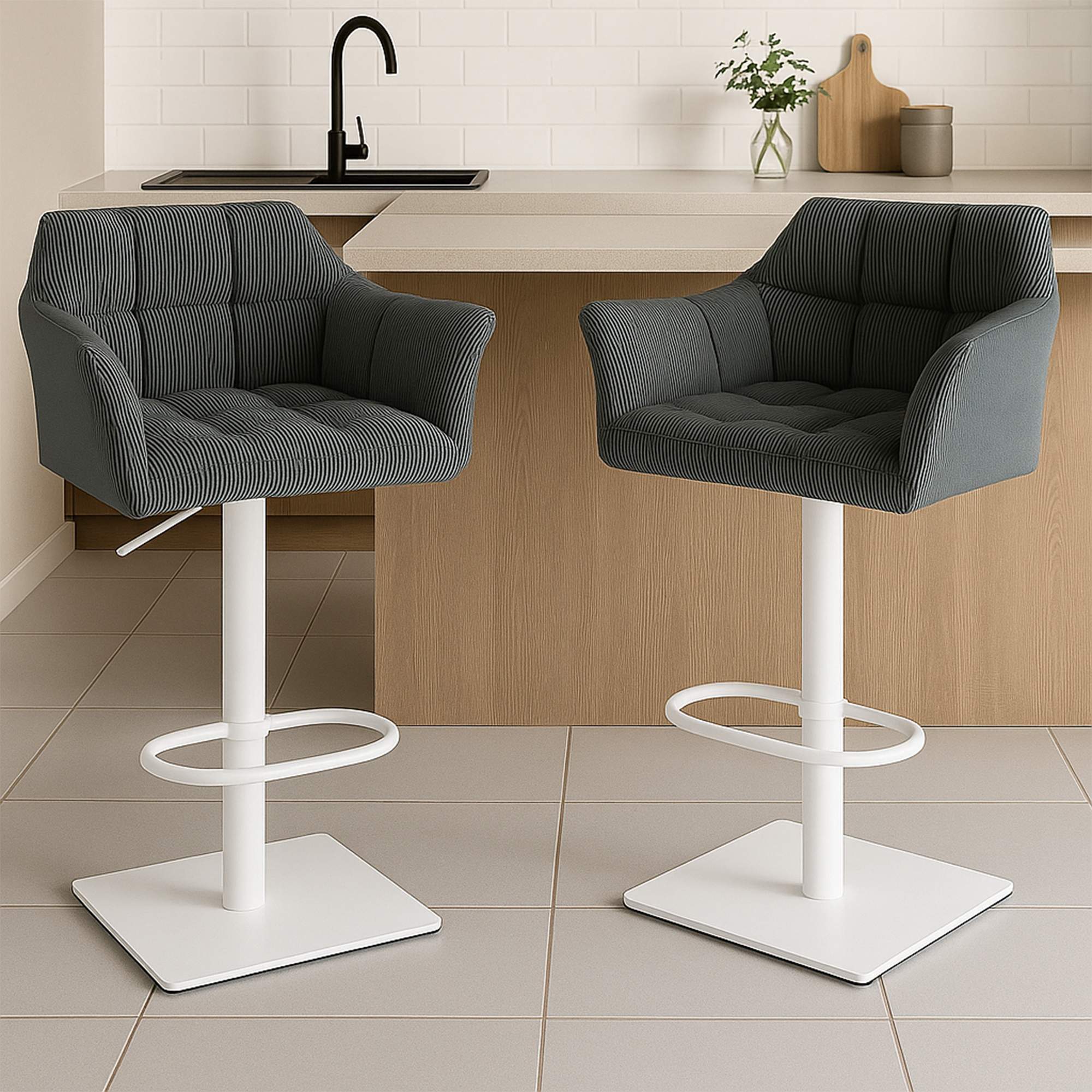 Barhocker Damaso W Cord, grau