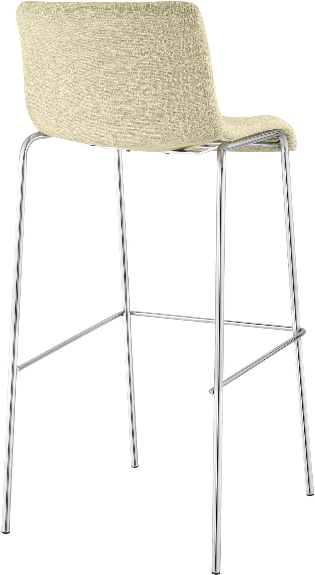 Barhocker Hoover Stoff 4-Fuß Gestell Chrom, creme