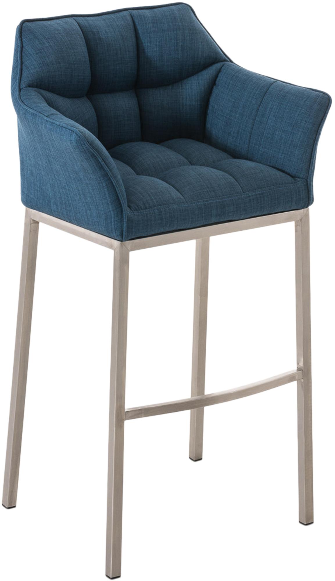 Barhocker Damaso E Stoff mit 4-Fuß Gestell, blau