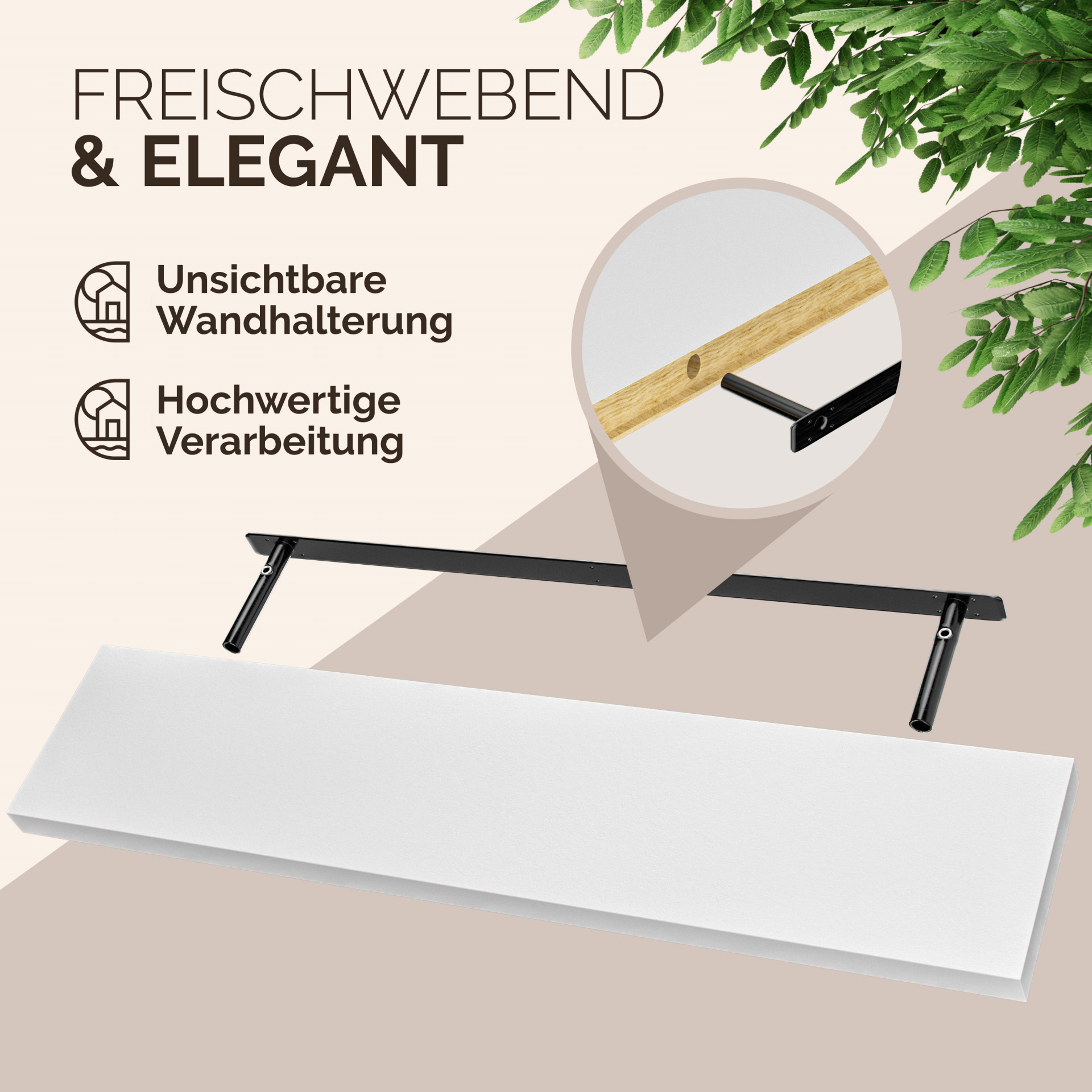Schweberegal 110cm weiß matt