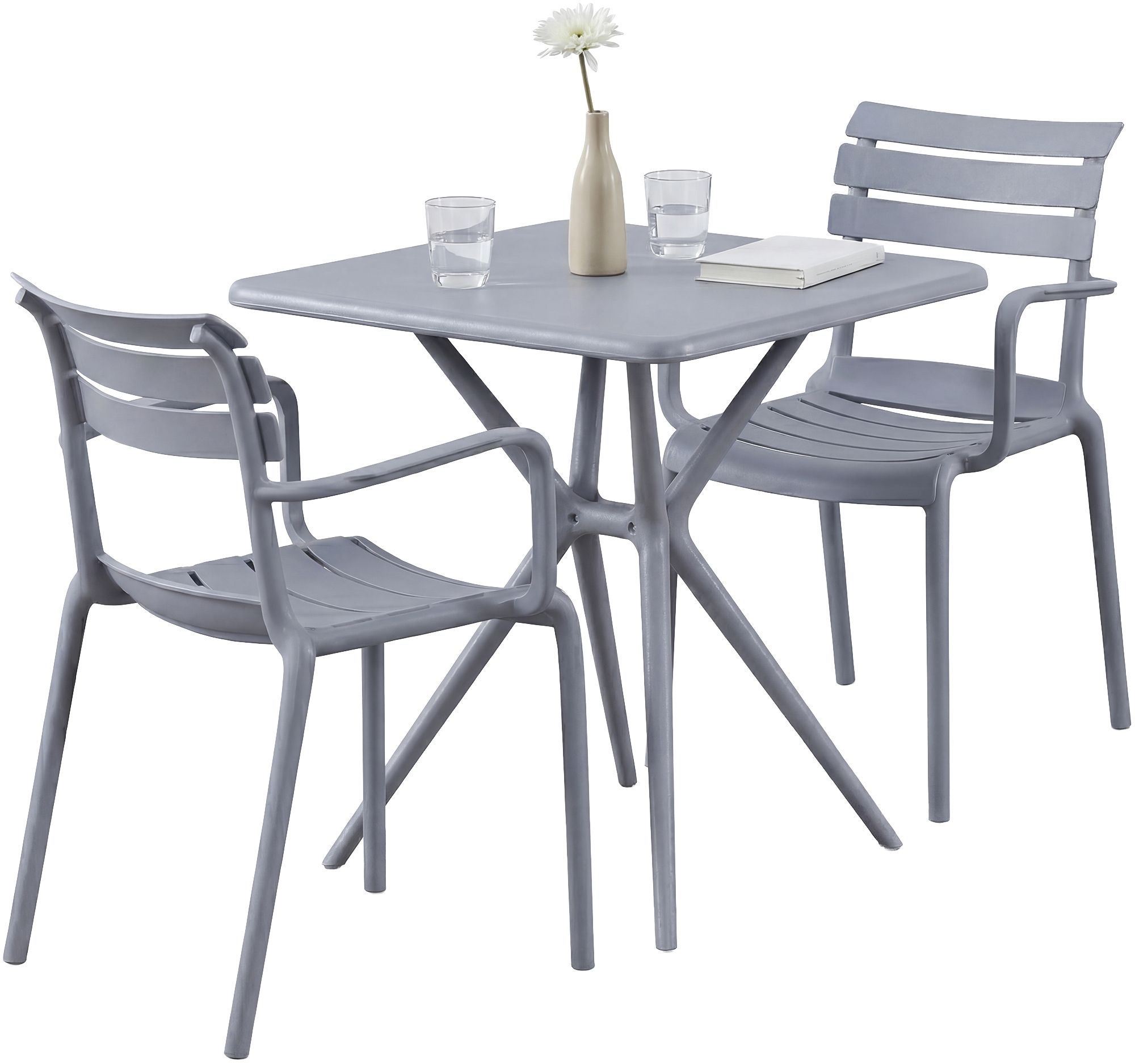 Gartenmöbel-Set Avena mit 2 Stühlen, grau
