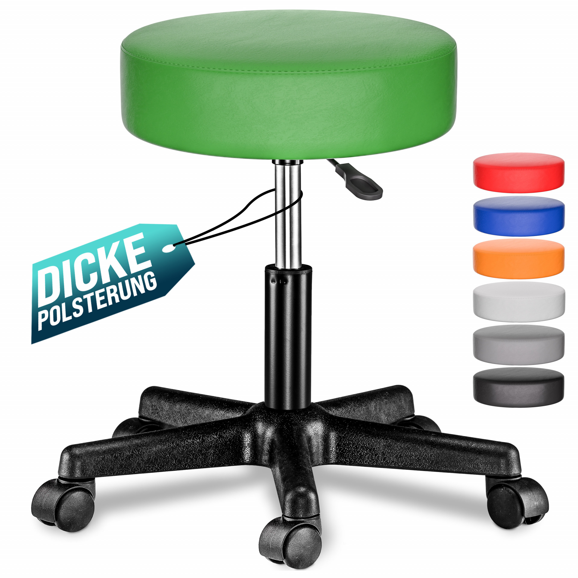 Rollhocker Kunstleder Grün 360° drehbar