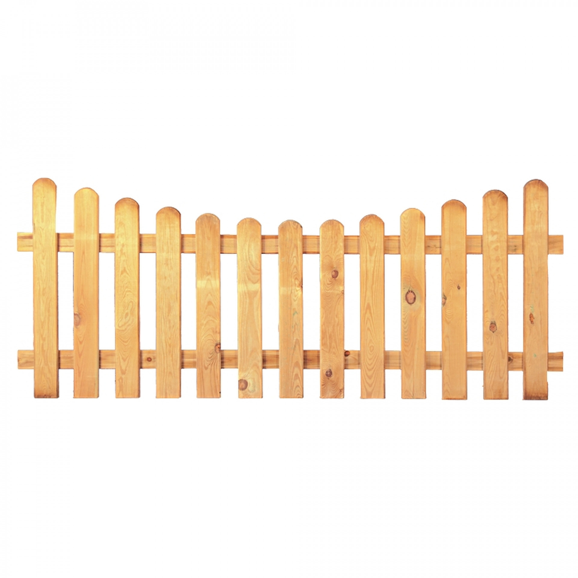 HEIKO-Gartenzaun Tiefbogen 200 x 80/65cm, Latten 20/90 mm, glatt, kdi grün, Riegel 25/70 mm