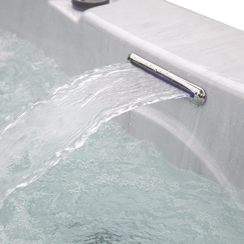 Outdoor Whirlpool mit Treppe und Thermoabdeckung WHITE MARBLE Anthrazit - 210 x 160 cm für 3 Personen