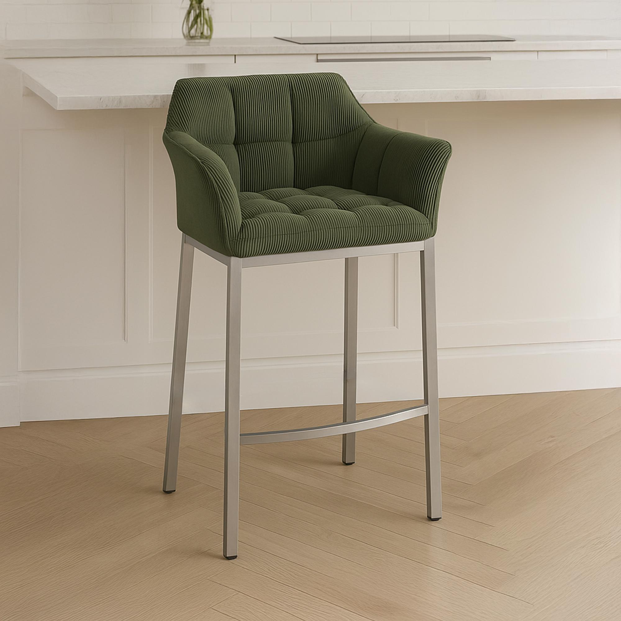 Barhocker Damaso E Cord mit 4-Fuß Gestell, grün