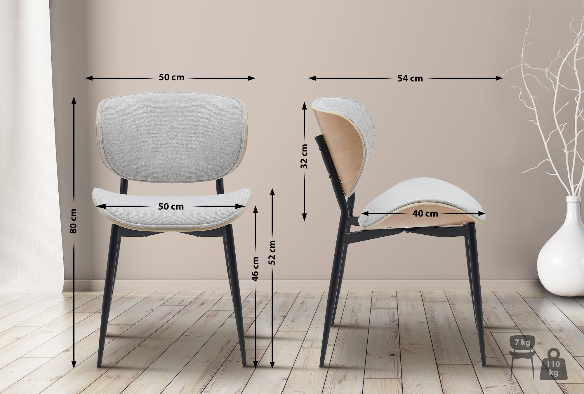 2er Set Esszimmerstuhl Enid Stoff, natura/creme