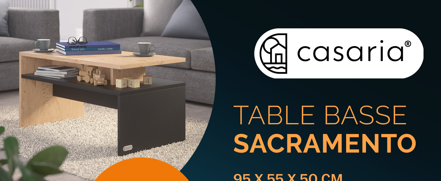 Couchtisch Sacramento Holz/Grau 95x55x50cm